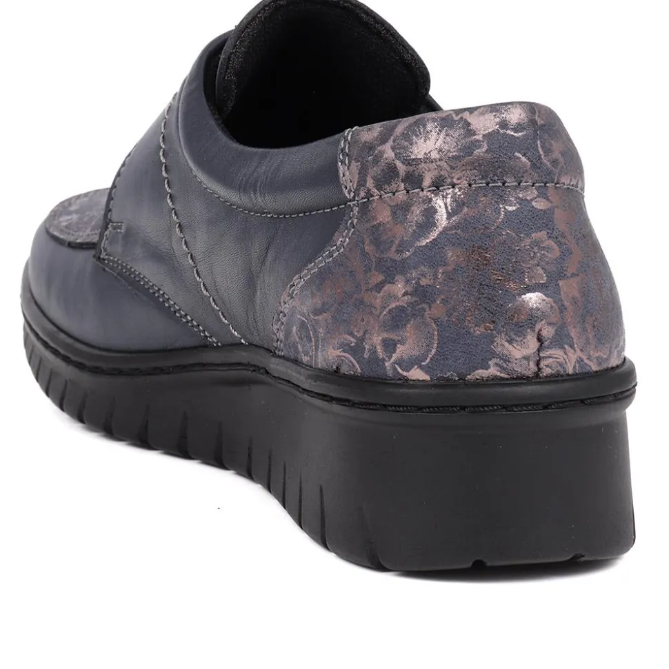 Touch-Fasten Floral Monk Shoes - Navy Floral