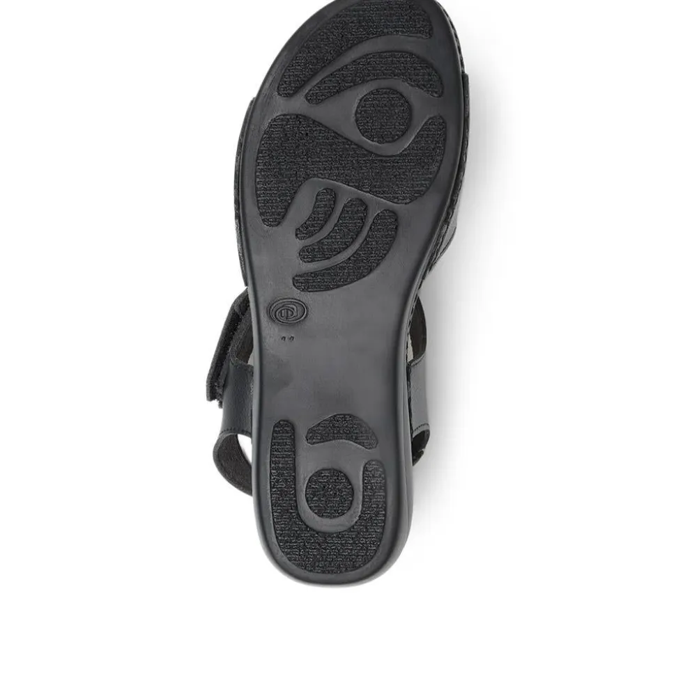 Touch-Fastening Flat Sandals - Black