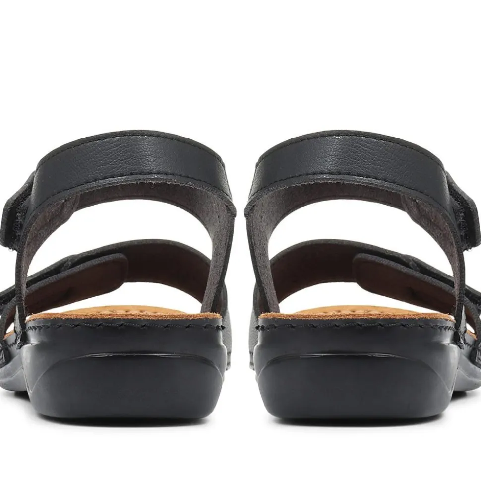 Touch-Fastening Flat Sandals - Black