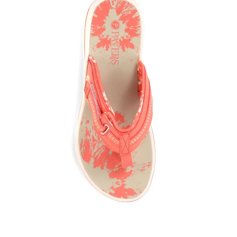 Touch-Fastening Toe Post Sandals - Coral