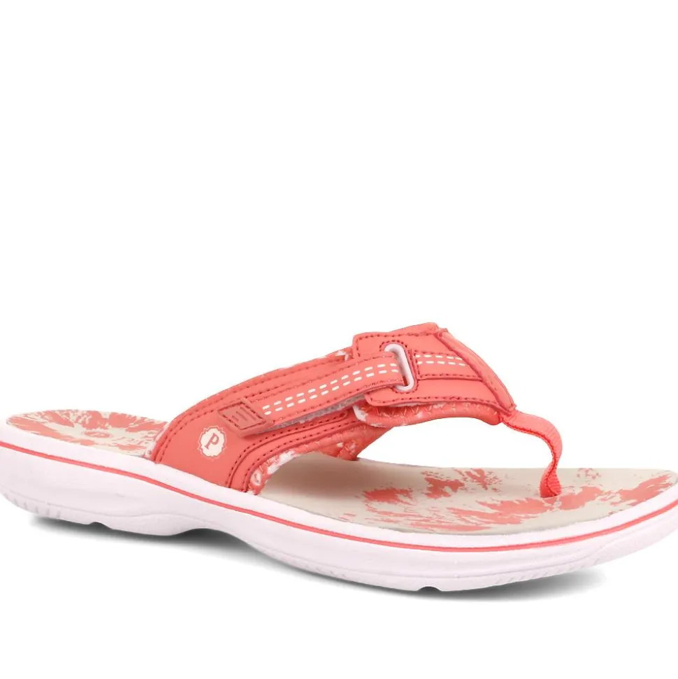 Touch-Fastening Toe Post Sandals - Coral