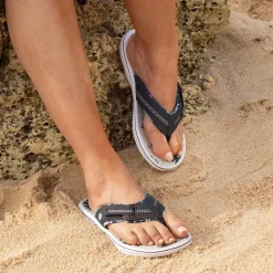 Touch-Fastening Toe Post Sandals - Navy