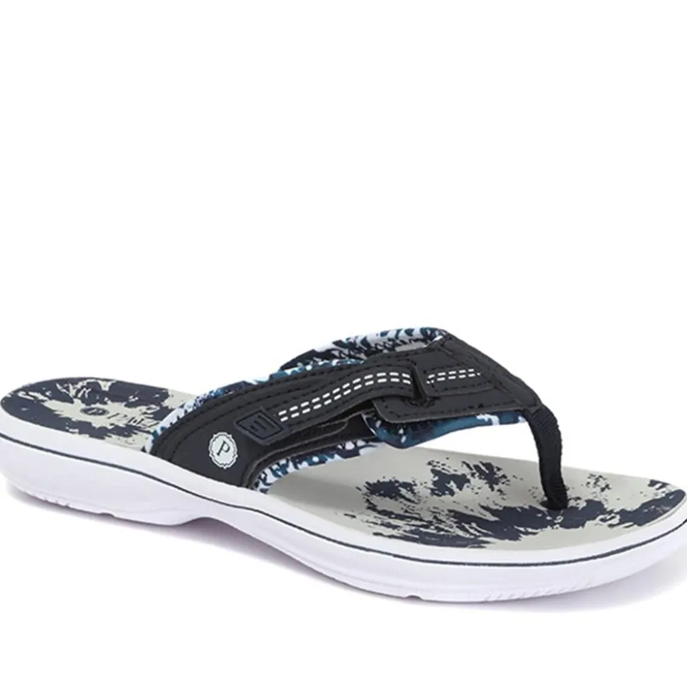 Touch-Fastening Toe Post Sandals - Navy
