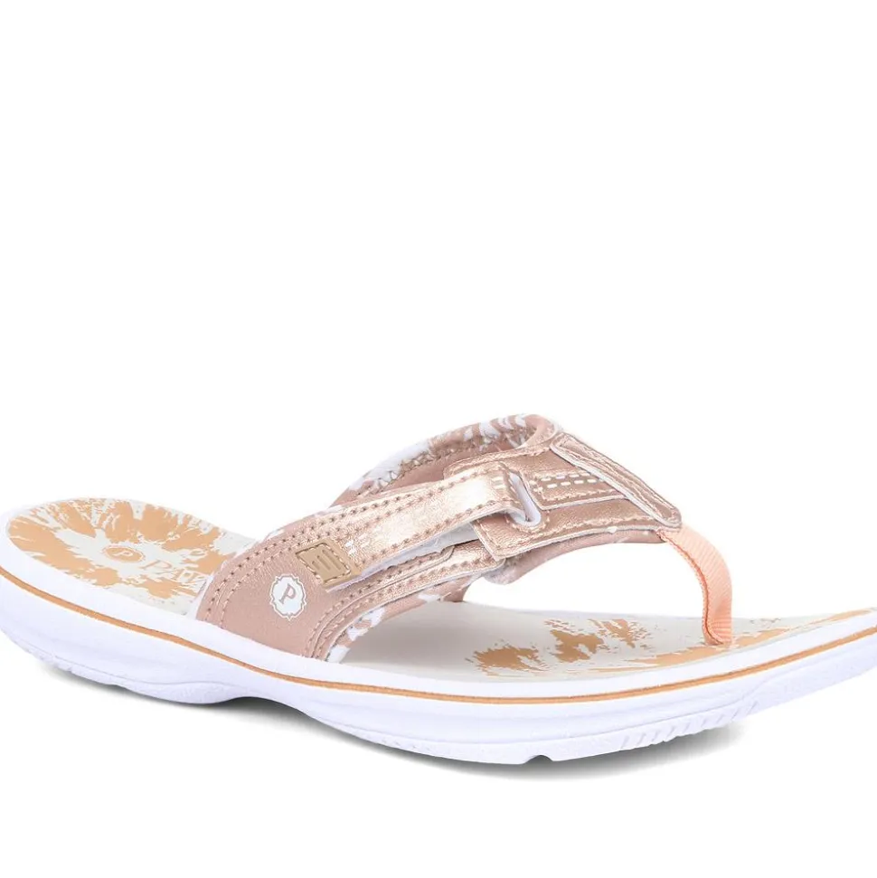 Touch-Fastening Toe Post Sandals - Rose Gold