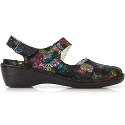 Touch-Fasten Leather Mary Jane - Black Multi