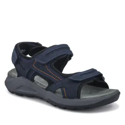 Touch-Fasten Leather Sandals - Navy