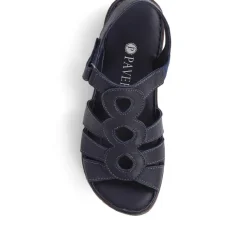 Touch-Fasten Leather Sandals - Navy