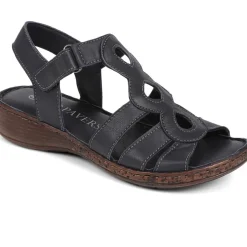 Touch-Fasten Leather Sandals - Navy