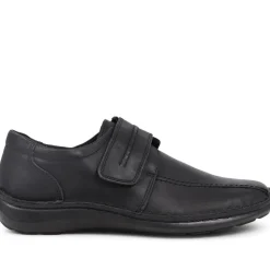 Touch-Fasten Leather Shoes - Black