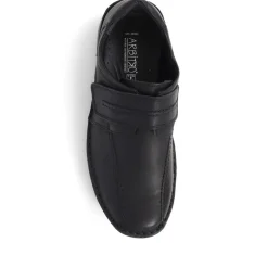 Touch-Fasten Leather Shoes - Black