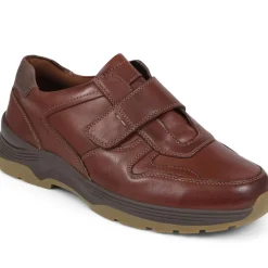 Touch-Fasten Leather Trainers - Brown