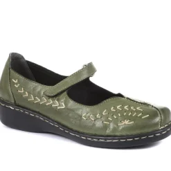 Touch-Fasten Mary Janes - Khaki