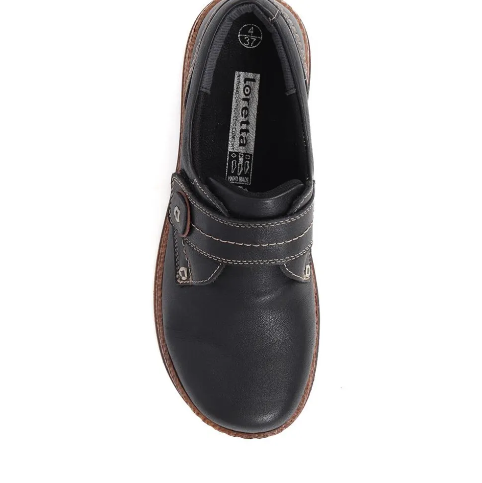 Touch-Fasten Monk Shoes - Black