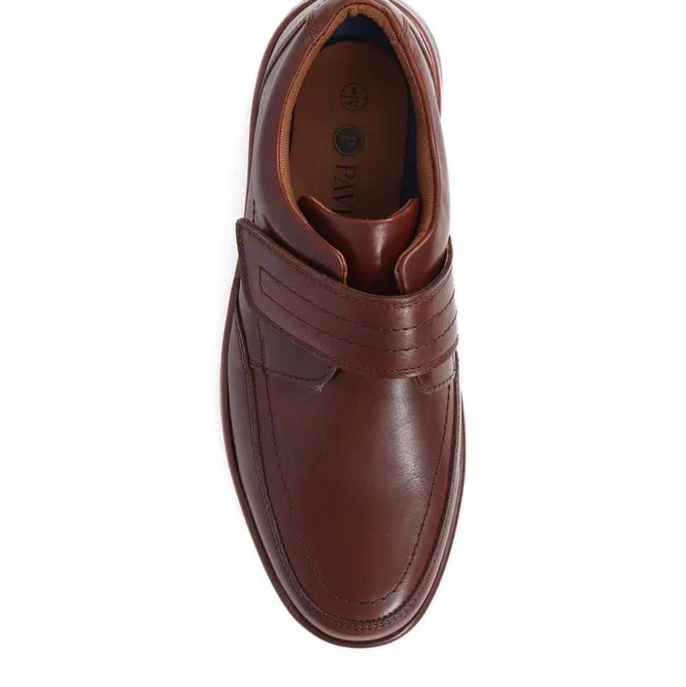 Touch-Fasten Monk Strap Shoes - Brown