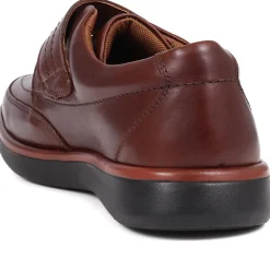 Touch-Fasten Monk Strap Shoes - Brown