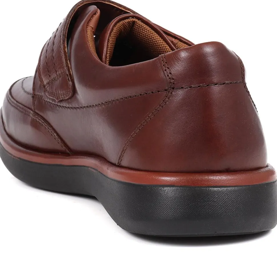 Touch-Fasten Monk Strap Shoes - Brown