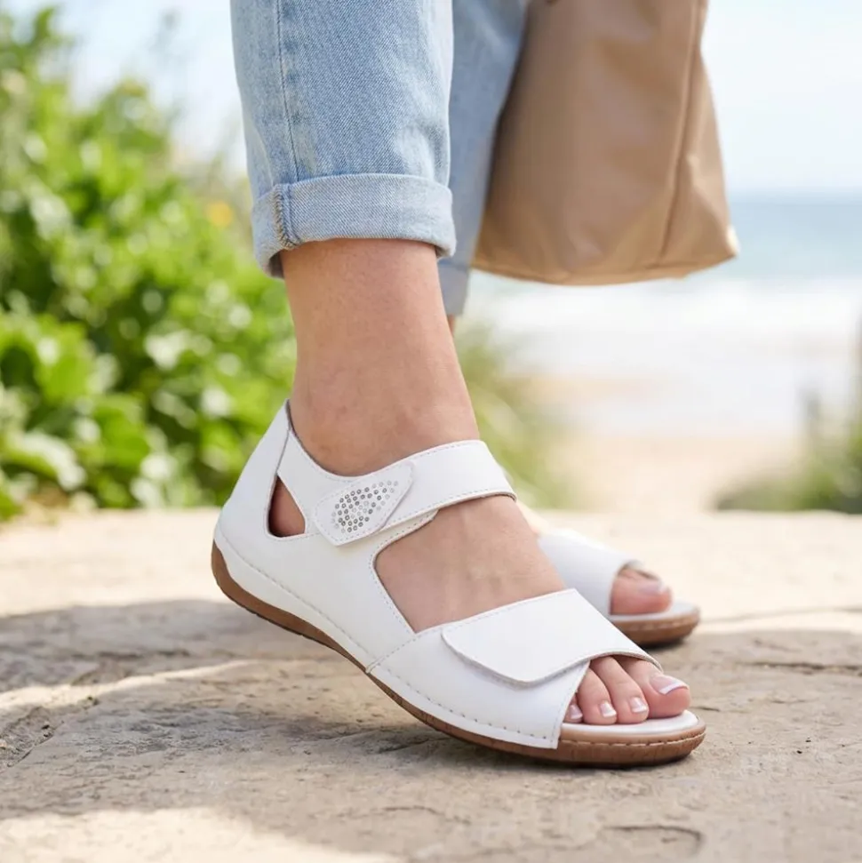Touch-Fasten Sandals - White