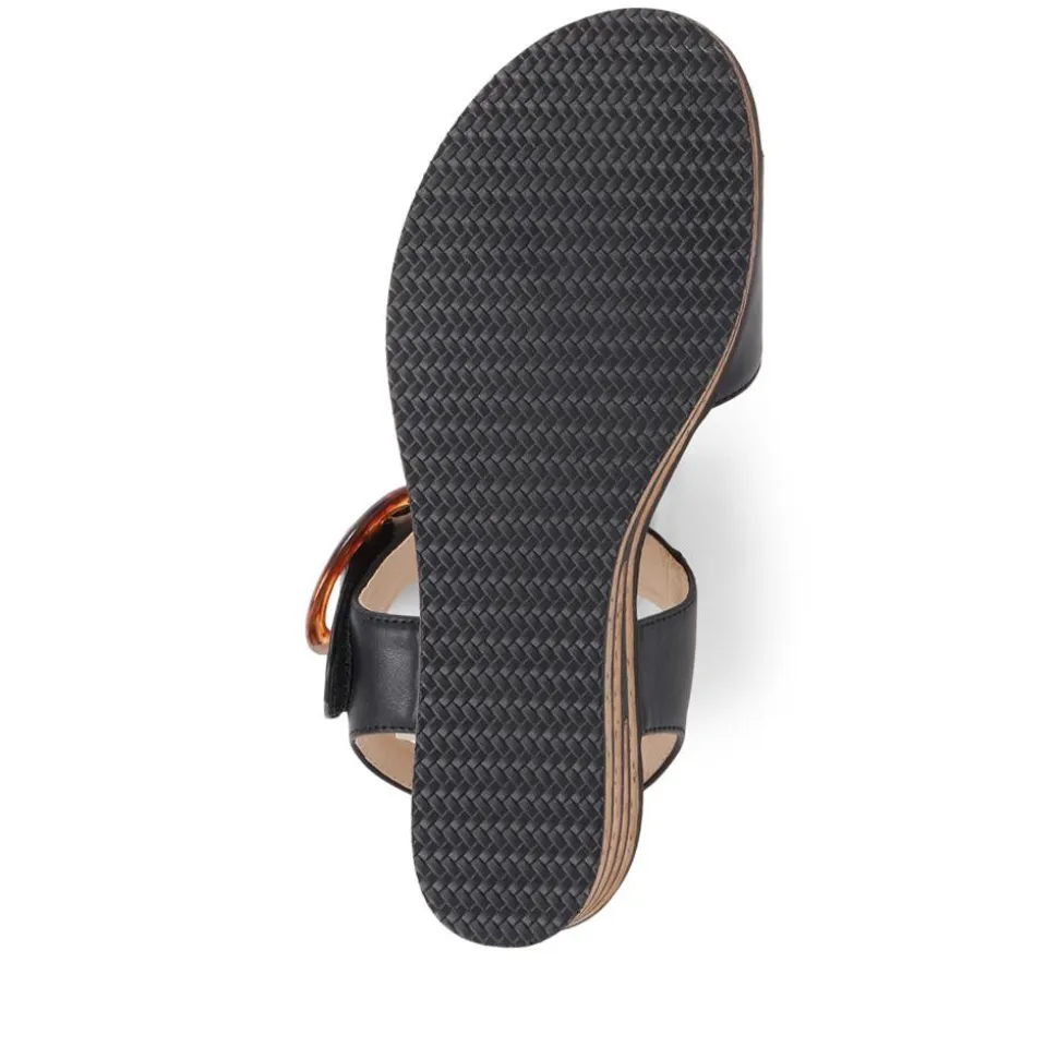 Touch-Fasten Wedge Sandals - Black