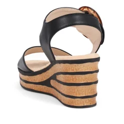 Touch-Fasten Wedge Sandals - Black
