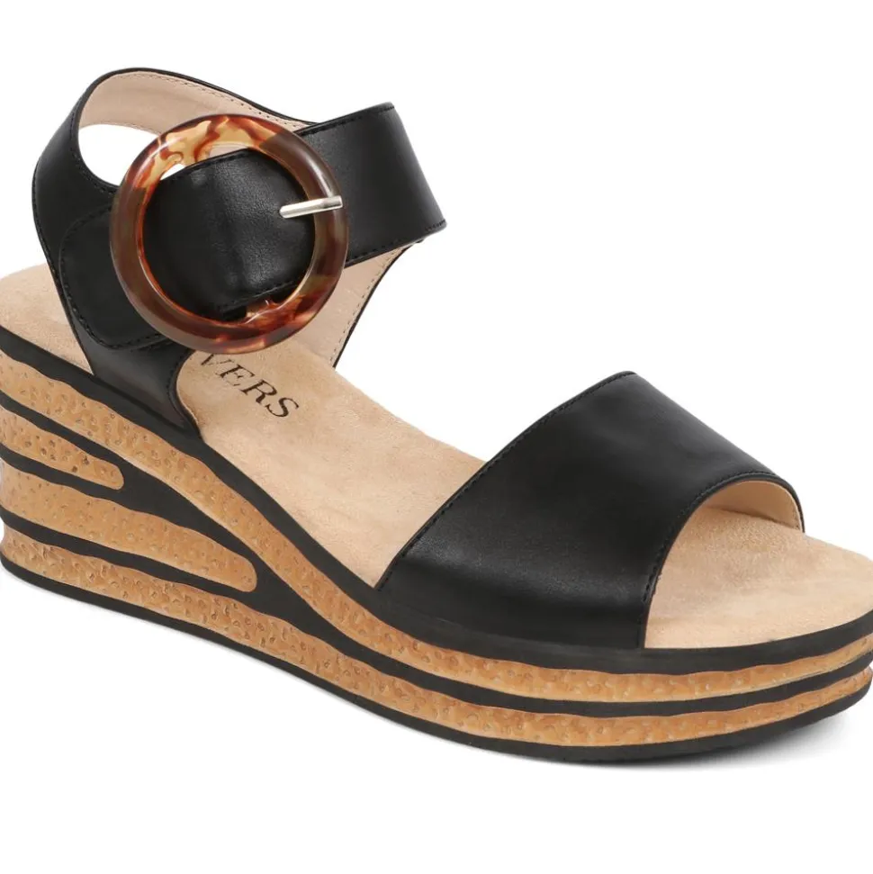 Touch-Fasten Wedge Sandals - Black