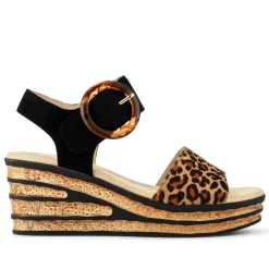 Touch-Fasten Wedge Sandals - Leopard