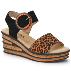 Touch-Fasten Wedge Sandals - Leopard