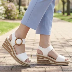 Touch-Fasten Wedge Sandals - White