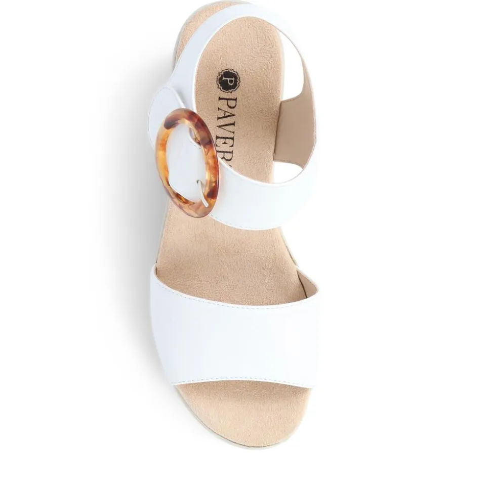 Touch-Fasten Wedge Sandals - White