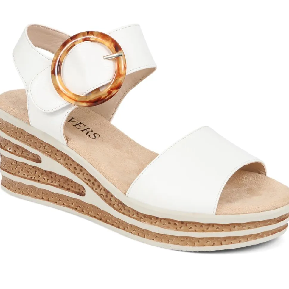Touch-Fasten Wedge Sandals - White