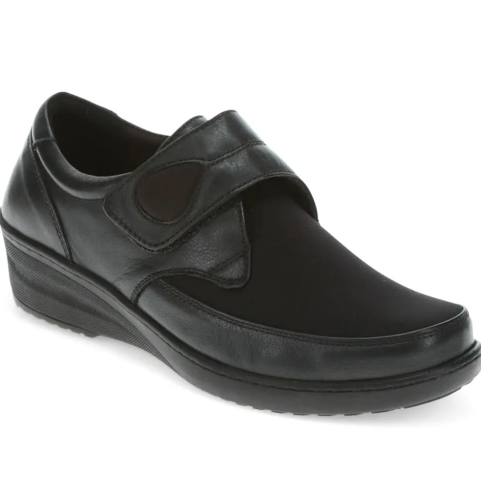 Touch-Fasten Wedge Shoes - Black