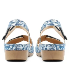 Triple Adjustable Fit Sandals - BLUE FLORAL