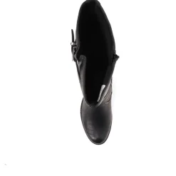 Triple-Buckled Long Boots - Black