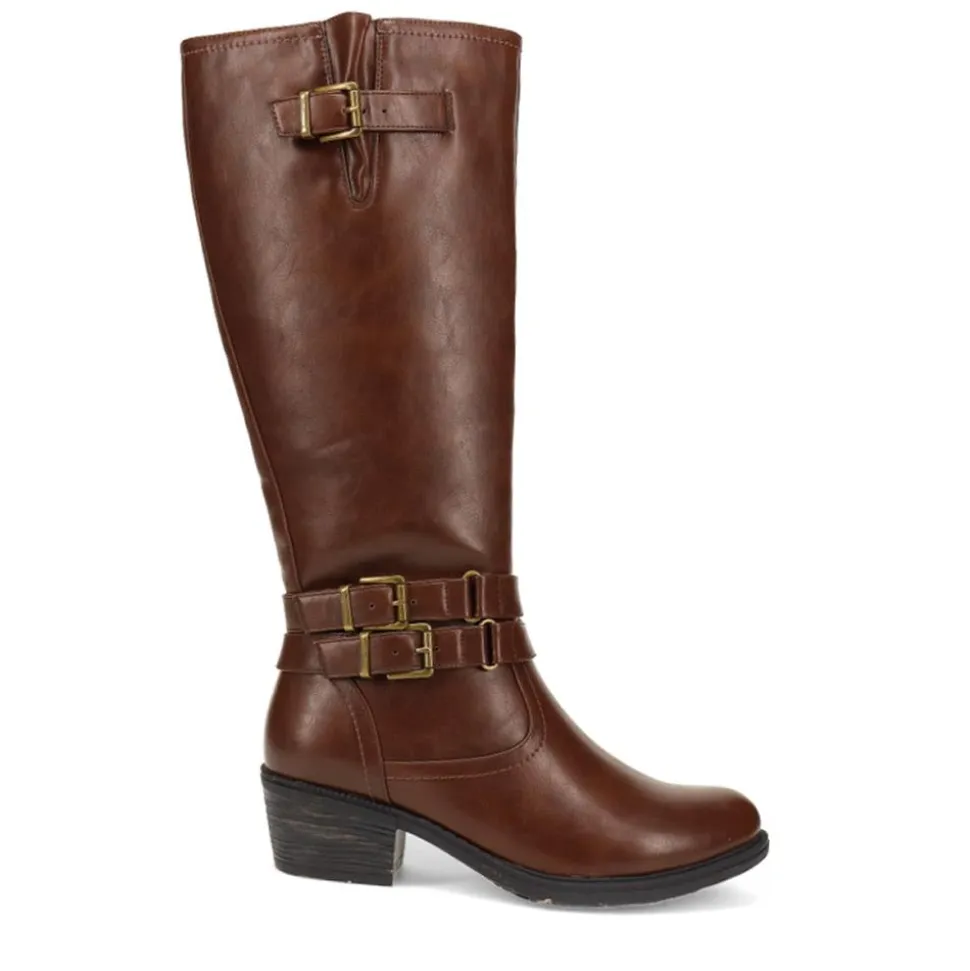 Triple-Buckled Long Boots - Brown