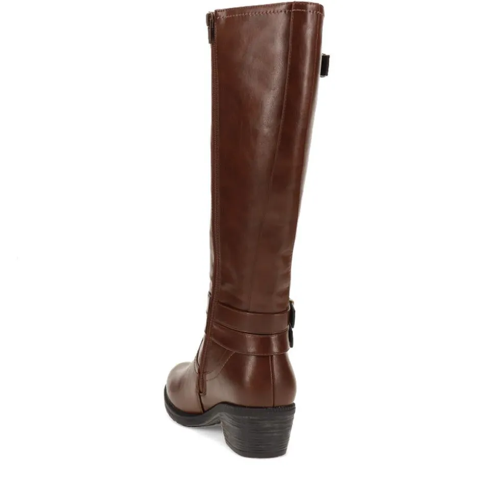 Triple-Buckled Long Boots - Brown