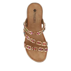 Triple-Strapped Mules - Tan