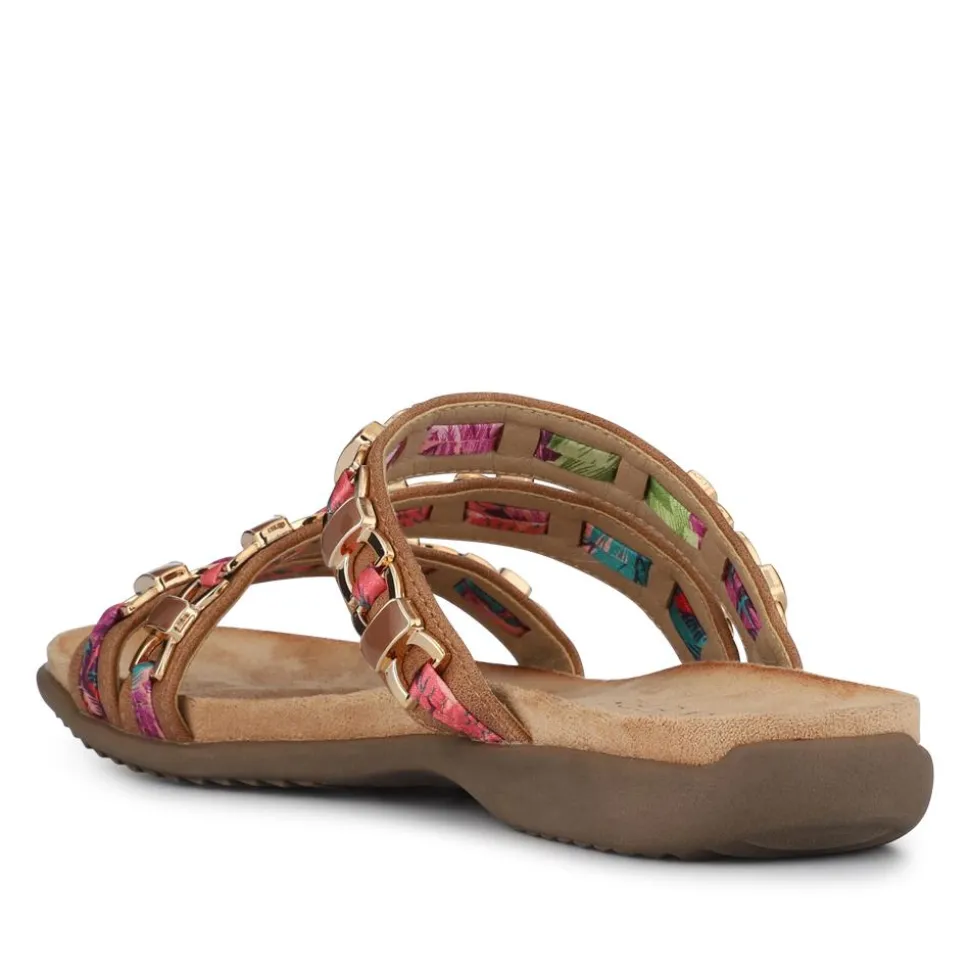 Triple-Strapped Mules - Tan