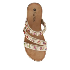 Triple-Strapped Mules - White
