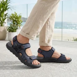 Triple Touch-Fastening-Strapped Sandals - Navy