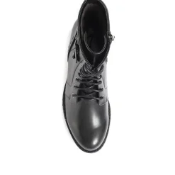 Tyra Leather Lace Up Boots - Black