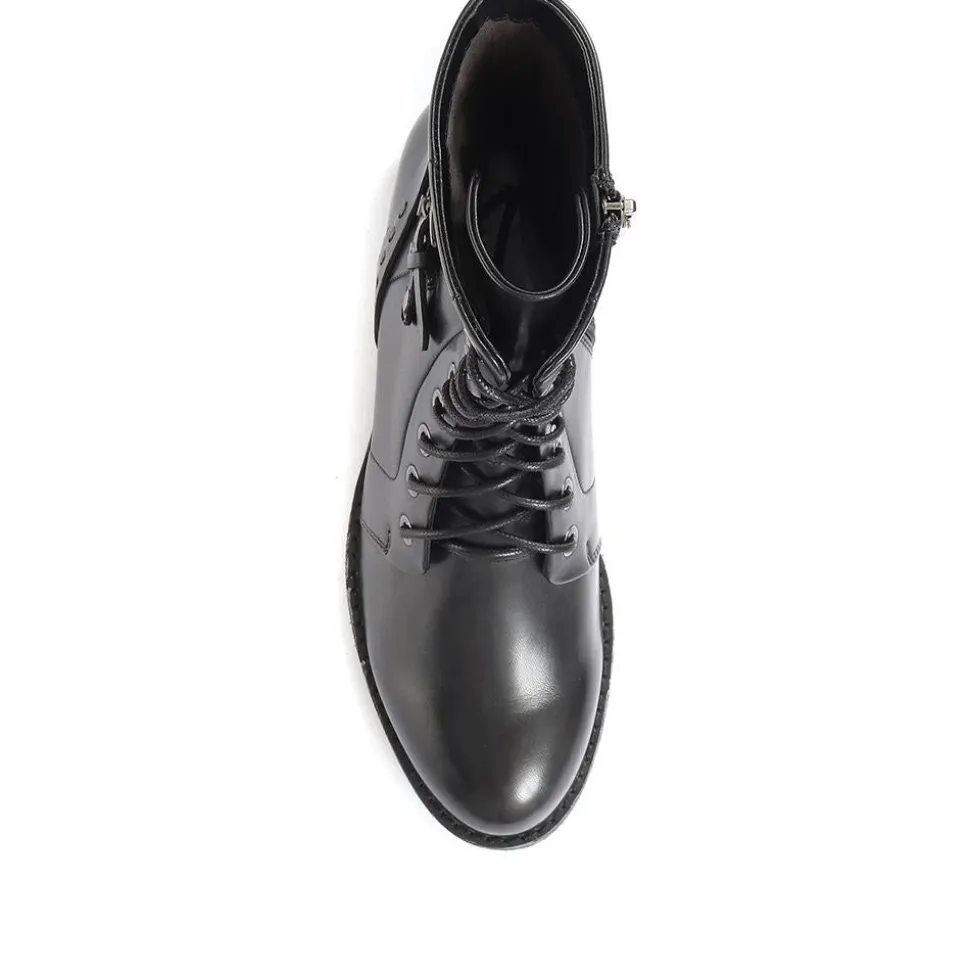 Tyra Leather Lace Up Boots - Black