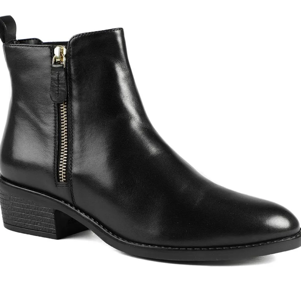 Van Dal Barlow II Extra Wide Leather Ankle Boots - Black Leather