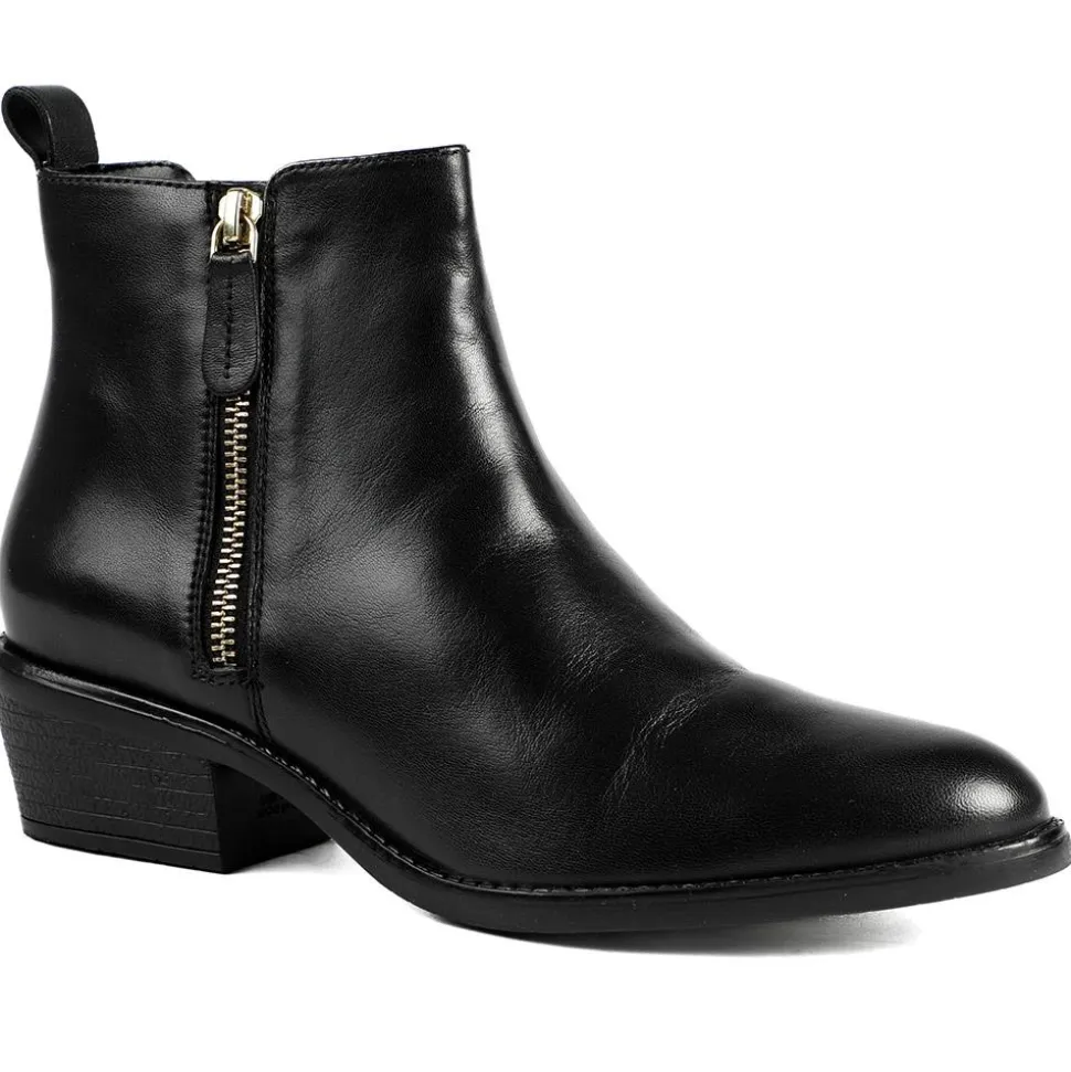 Van Dal Barlow II Wide Fit Leather Ankle Boots - Black Leather