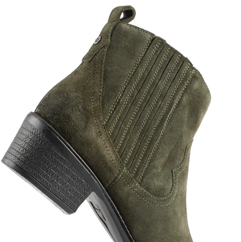 Van Dal Jessie Wide Fit Leather Ankle Boots - Olive Suede