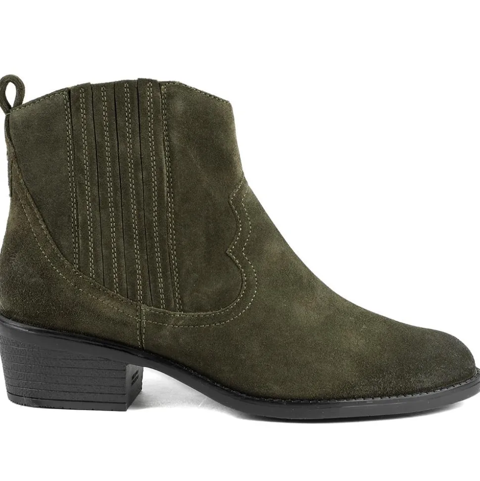 Van Dal Jessie Wide Fit Leather Ankle Boots - Olive Suede
