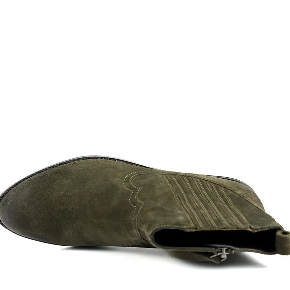 Van Dal Jessie Wide Fit Leather Ankle Boots - Olive Suede