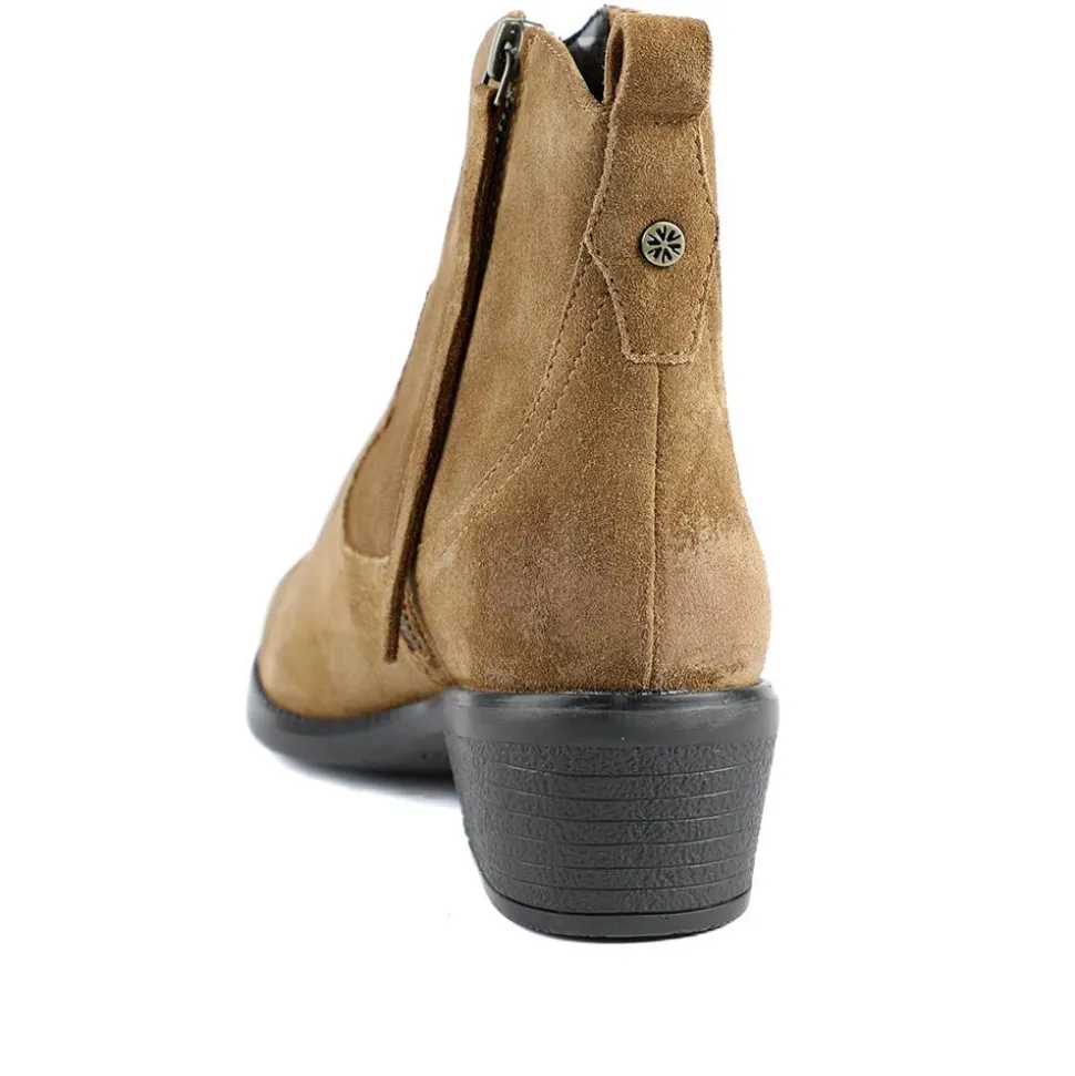 Van Dal Jessie Wide Fit Leather Ankle Boots - Tan Suede
