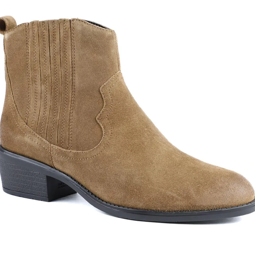Van Dal Jessie Wide Fit Leather Ankle Boots - Tan Suede