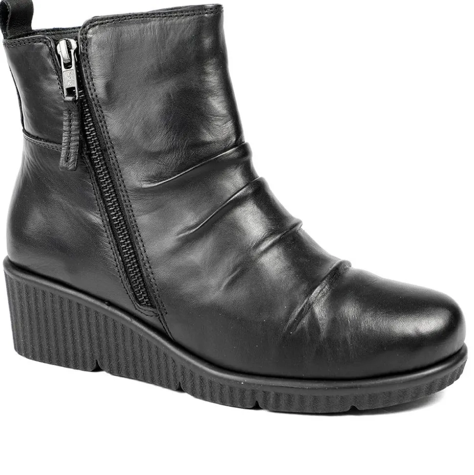 Van Dal Leather Zip Up Ankle Boots - Black