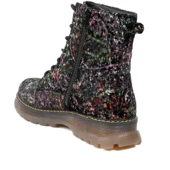 Vibrant Lace Up Ankle Boots With Inside Zip - Black Multi