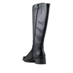 Warm Block Heel Long Boots - Black